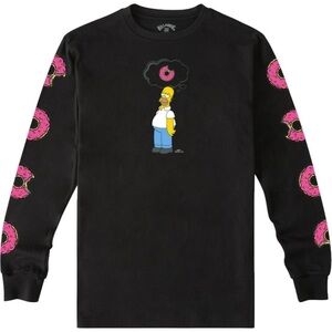 Billabong Limited The Simpsons Donut Long Sleeve Organic‎ Cotton Small NWT